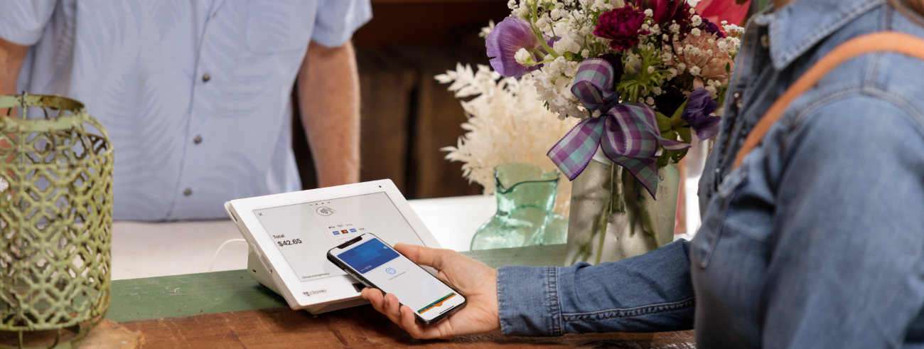 Mobile Wallet payment at a flower shop